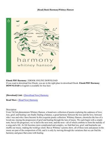 ebook harmony|Harmony by Whitney Hanson PDF .
